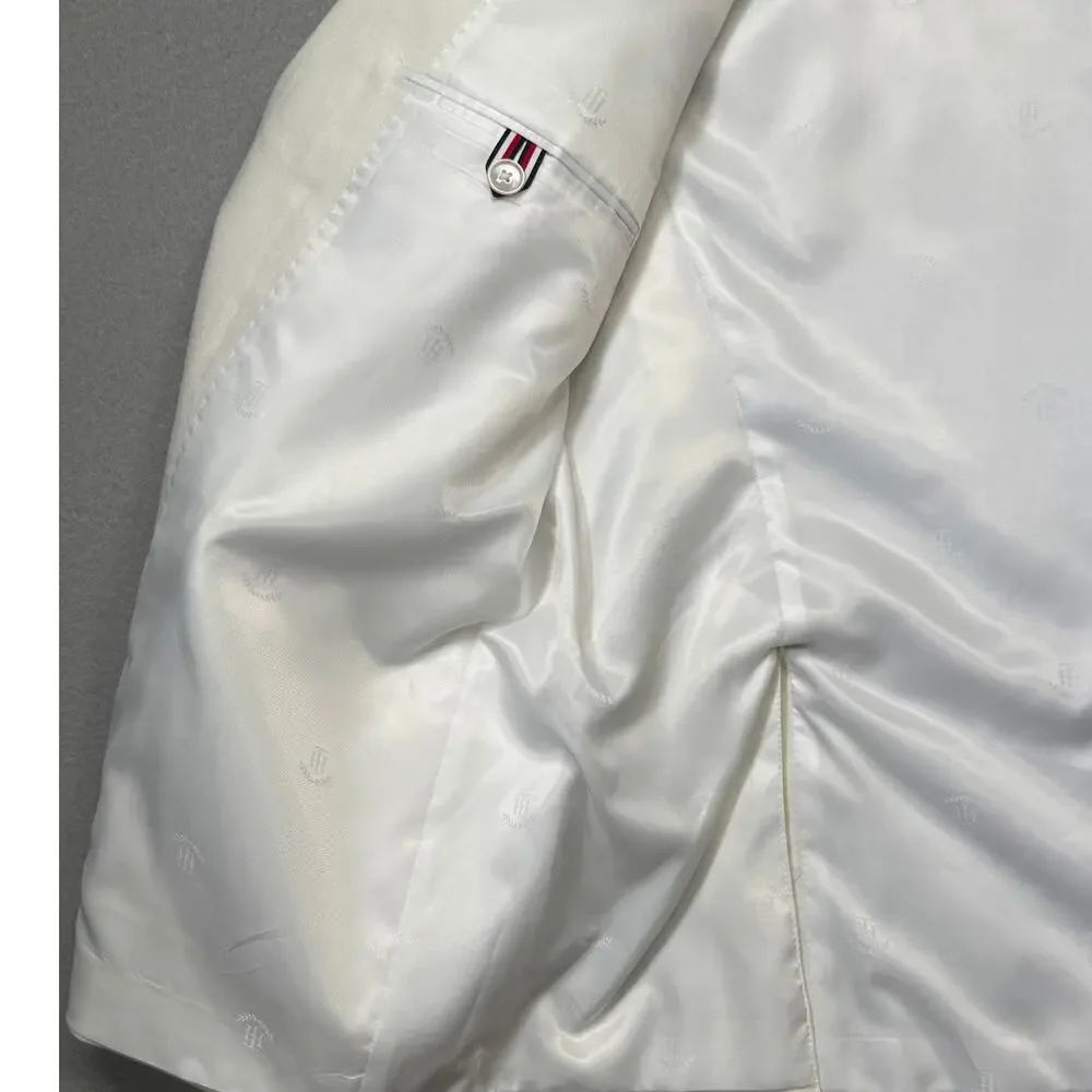 Tommy Hilfiger Men's Modern-Fit 100% Linen Sport Coat white 46R $295